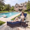 [3pcs Wicker Chaise Set] LEVELEVE 3pcs Outdoor Wicker Chaise Lounge Set with Foam Cushions & Tea Table - All-Weather PE Rattan Recliner Chairs Suitable for Backyard, Poolside, Patio Furniture, Adjustable Chaise Loungers for Deck, Porch, Garden