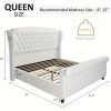 product-fancy-3fec71c8-c442-4a0c-a2a8-c777f9f4918e Chenille Upholstered Platform Bed Frame with Scroll Wingback Headboard And Footboard, Button Tufted Design, No Box Spring Required