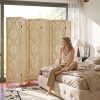 product-fancy-400a2f95-10e6-4bd6-9c37-22a4ee493797 6 Or 4 Panel Wood Screen Room Divider, Farmhouse Style Carved Boho Wall Dividers Folding Screens, Freestanding Hollow Partition Privacy Screen for Home Office Bedroom Studio Apartment, Natural