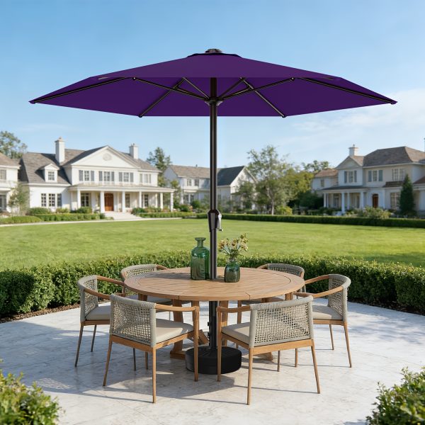 [Heavy Duty Patio Umbrella] 9ft Outdoor Umbrella, Heavy Duty Patio Umbrella with Crank, 6 Sturdy Ribs, UV Block for Market, Pool, Backyard, Garden (Base Sold Separately)