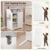 Foldable Baby Changing Station with 3 Drawers, White Diaper Table Organizer with Open Storage for Nursery
