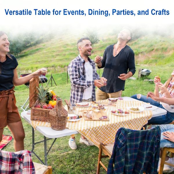 product-fancy-40777107-190c-4a10-8b54-f2aeec4ff579 6FT Folding Table, 6 Foot Folding Table Heavy Duty, Portable Plastic Folding Table with Handle, Fold in Half Table for Indoor Outdoor Use, Fold Up Table for Camping Dining Party Picnic Events