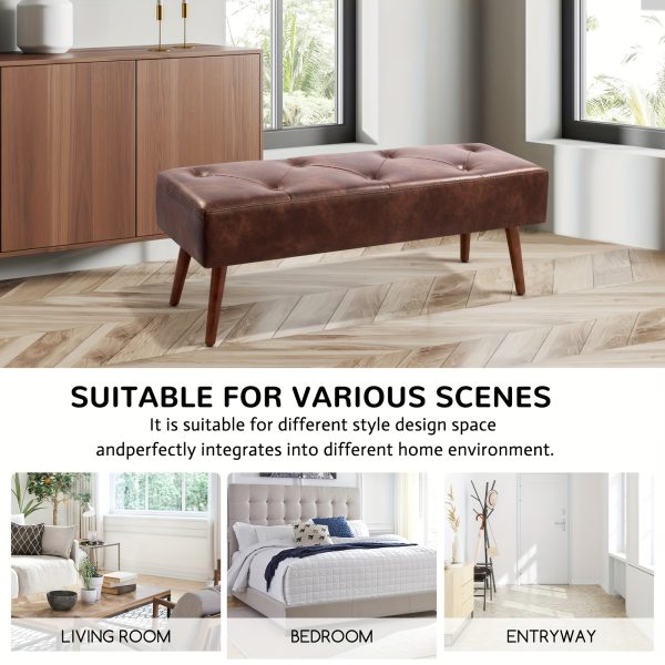 product-fancy-40d8a9c6-4f58-45e3-bab0-28fb3ff3e496 44-inch Brown Pu Bench, Bedroom Bench, Living Room Shoe Bench, Suitable for Multiple Scenes, Multiple Colors Available