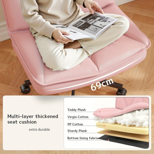 product-fancy-40e03320-c6cb-49b5-9ed1-48d162723324 27" W Criss Cross Chair With Wheels, Cross Legged Office Chair, Comfy Vanity Chairs With Wheels And Back, Swivel Armless Office Chairs, 2-Layer Cushion, Height Adjustable, Home Office