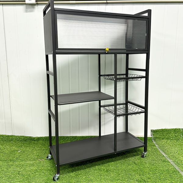 product-fancy-40fcdb54-772e-4175-9e1d-671735a199f6 Office Storage And Organization Cart, 1pc Movable Storage Rack, Adjustable Kitchen Shelf with Wire Baskets, Kitchen Organizer And Storage, Metal Shelf Rack with Wheels, Suitable for Garage