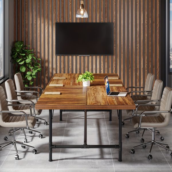 product-fancy-412aef83-53fa-4305-bb33-b833f1bfd4da 6FT Conference Table, 70.8" W X 35.4" D Rustic Rectangle Meeting Table, Modern Seminar Desk For Office Meeting, Conference Room
