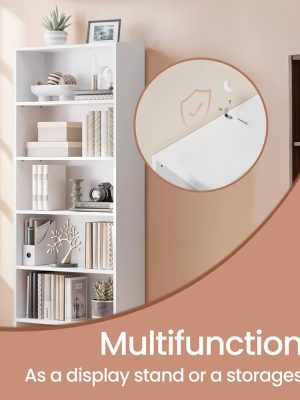 6-Tier Open Bookshelf Display - Space-Saving Bookcase for Home Office & Living Room, Book Organizer with Storage, Dining Room Shelf