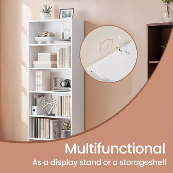 6-Tier Open Bookshelf Display - Space-Saving Bookcase for Home Office & Living Room, Book Organizer with Storage, Dining Room Shelf