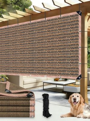 Outdoor Shade Net - Brown, Uv-Resistant, Durable Canopy, Suitable for Travel, Picnics, And Pools - Available In Various Sizes.