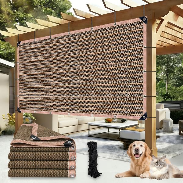 product-fancy-418fd6ac-bf54-4ec7-bf0e-53682da59346 Outdoor Shade Net - Brown, Uv-Resistant, Durable Canopy, Suitable for Travel, Picnics, And Pools - Available In Various Sizes.