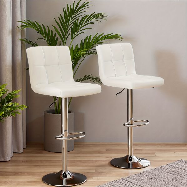 product-fancy-41c253e2-beb3-4e0c-aea3-58903816bb77 Adjustable Armless Swivel Bar Stools Set - Hydraulic PU Leather with Thickened Seat Cushion & Backrest for Kitchen Counter Height Home Bar