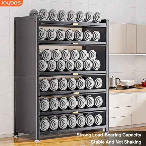 product-fancy-41cb1000-8841-4a4f-b9de-3c77851b3c8b Heavy-Duty Metal Kitchen Cabinet with Transparent Acrylic Doors - Extra Tall Storage Shelf, Large Pantry Organizer for Kitchen, Living Room, Dining - Easy Assembly, No Power Needed (Grey, 57.1"H x 31.5"W x 12.6"D) - Ideal for Small Spaces