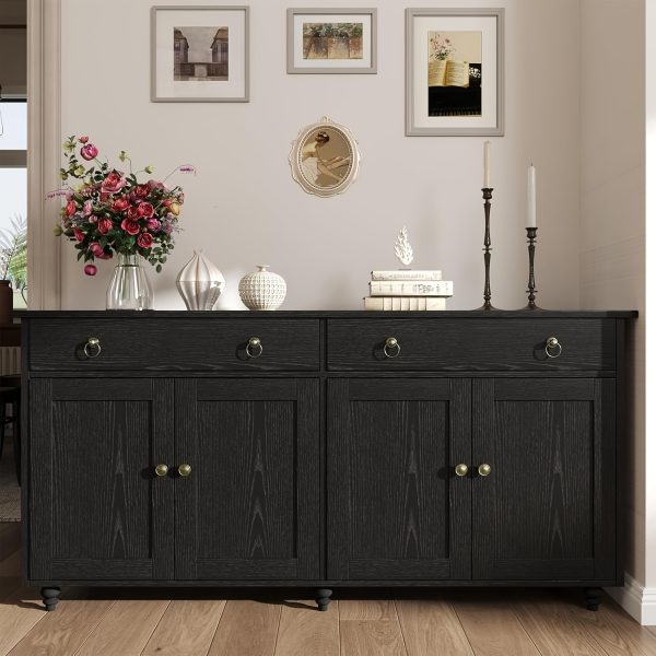 product-fancy-41e1ff20-f322-42a9-9b76-9a9eaf5a7843 55-Inch Sideboard Buffet Unit, Mid-Century Kitchen Storage Cabinet Featuring 2 Drawers And 4 Doors, Coffee Bar Storage Cabinet