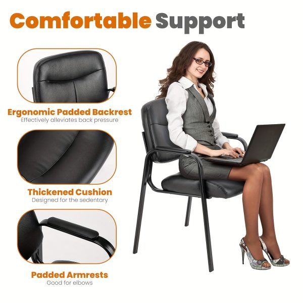 product-fancy-42037429-500c-4240-bf95-a5b8bbe17fb2 Waiting Room Chairs - 2pack - No Wheels - Leather Guest Chair With Padded Arm - Office Reception - Guest Chair - Conference Room - Lobby Table Side - Salon Home - Black