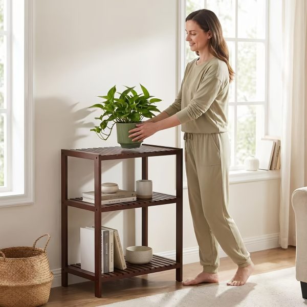 product-fancy-42222ac6-5b26-418d-aee3-ab1fc248edfb Ladder Shelf, 3-Tier Shelf Stand, Display with Wide Storage Display Stand, Multifunction Standing Organizer Shelf for Home Office And Kitchen