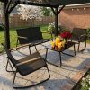 [Rocking Chair Set] WR314-1+3 Teslin Armrest Rocking Chair Set in Gray, Black & Brown, Teslin Rocking Chair Table and Chair 4pcs Set
