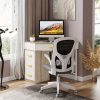 product-fancy-424c97b0-1edb-47d1-9333-f09c2fb38412 Triangle Corner Desk, Modern Computer Desk With 3 Drawers, 90-Degree Writing Desk PC Table Makeup Vanity Desk With Storage For Home Office, Living Room, Bedroom (White And Grey)