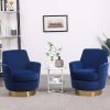product-fancy-425ab17a-2c60-4348-b9cb-3ae9079ed83c 360° Rotatable Bedroom Comfort Cinema Chair with Golden Stainless Steel Base Circular Bar Stool ( Set Of Two)
