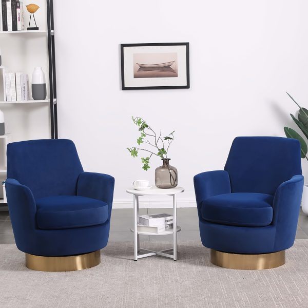 product-fancy-425ab17a-2c60-4348-b9cb-3ae9079ed83c 360° Rotatable Bedroom Comfort Cinema Chair with Golden Stainless Steel Base Circular Bar Stool ( Set Of Two)