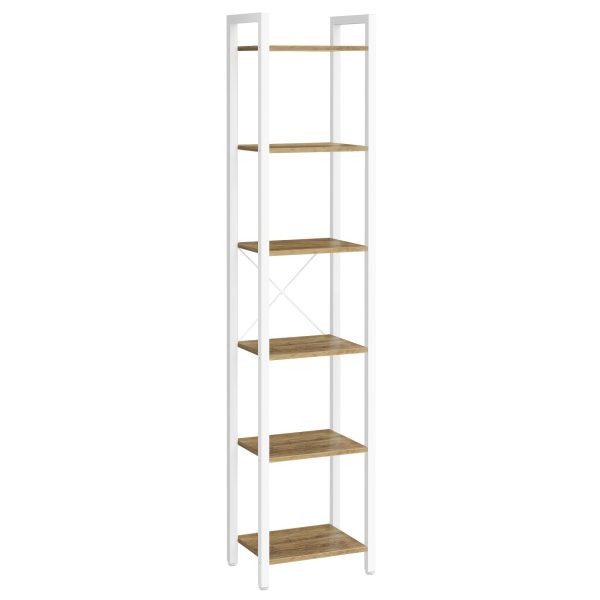 product-fancy-427d5393-1bad-4900-9f48-fbaa4bab2536 Industrial 6-Tier Heavy-Duty Steel Bookcase Shelf - Tall Narrow Vertical Storage Unit with Adjustable Shelves, Freestanding Space-Saving Bookshelf Suitable for Home Office,, Bedroom - Assembly, Modern Industrial