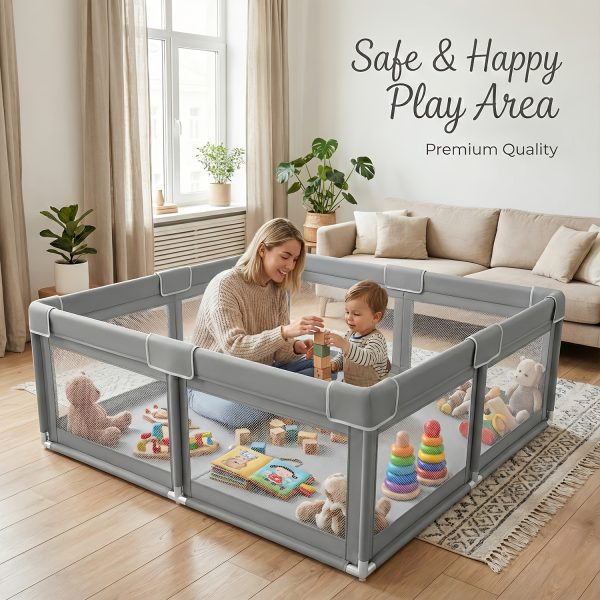 product-fancy-42a9f6bf-d6a9-411d-92fb-de48fa90a57a Baby Playpen 50X50 Inch, Play Pens for Babies And Toddlers Baby Fence Baby Play Yards for Indoor & Outdoor with Breathable Mesh Anti-Fall Playpen