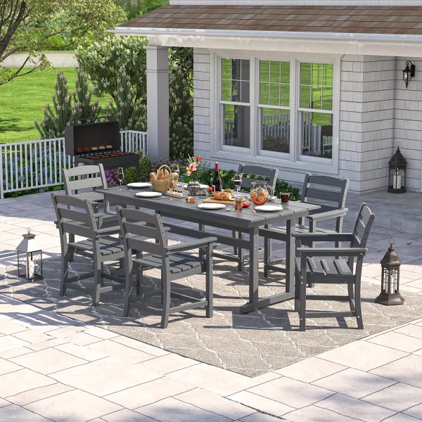 Nalone Patio Dining Table Set, HDPE Outdoor Dining Sets with Table, Dining Furniture Set with Umbrella Hole