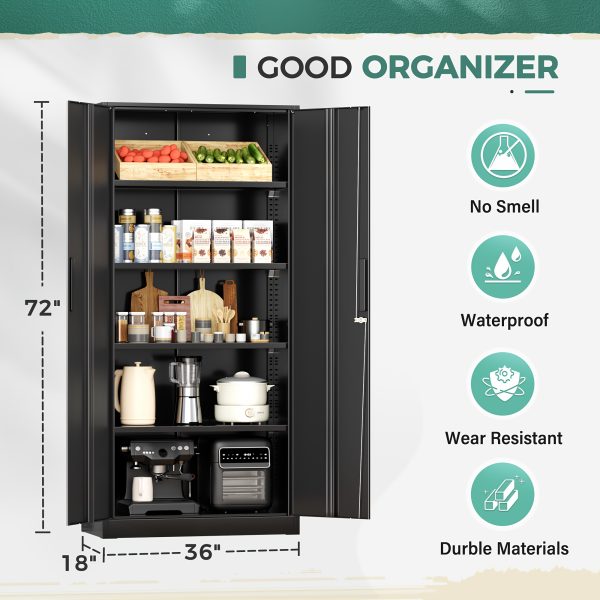 product-fancy-43d89e69-9d20-4b05-8251-bcea8cdc4930 Storage Cabinet, 72 "black Large And Small Metal Storage Cabinet, Steel Lock Cabinet with Door And 4 Adjustable Shelves, Home Office Tool Unit, Garage And High Lockable Filing Cabinet, Green.