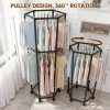product-fancy-43dcc3cf-ec1a-478d-863a-305a930ca7cc Rotating Clothing Rack with Wheels, Heavy Duty Metal Garment Rack for Hanging Clothes, Multifunctional Rotating Clothing Organizer, Freestanding Closet Organizer for Bedroom, Laundry Room, Space Saving Closet Storage for Coats, Dresses, Pants