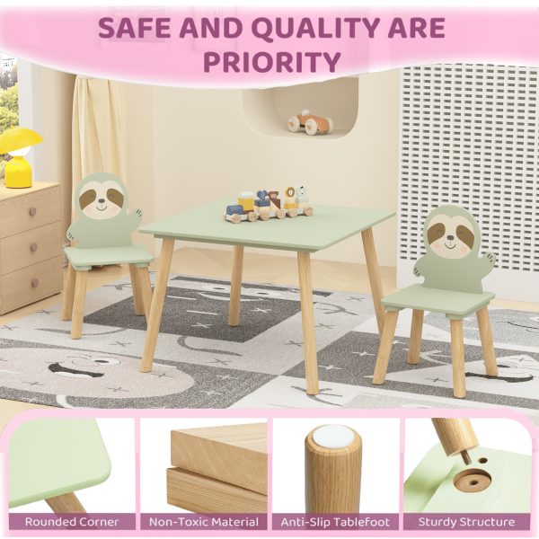 product-fancy-44196c5f-f9ec-4a37-940a-6cfb805772e8 Kids Table and Chair Set with 2 Sloth Chairs - Toddler Activity Table & Sage Green Chairs Suitable for Playroom,, Classroom, Assembly, Cute Animal Design for Room Furniture, Study Table for