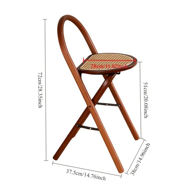 product-fancy-441d3137-2164-4894-8a54-0b32fa38c4ef 1pc, Bamboo Portable Rattan Folding Stool with Handle, Home Dining Chair, Vintage Style Leisure Chair, Space Saving - Perfect for Restaurant, Living Room, Kitchen, Bar, Dormitory