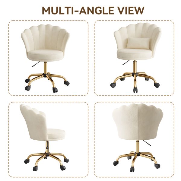 product-fancy-4423100f-2061-49d9-afa4-df02af37ae0c Girls' & Women' Luxury Velvet Tufted Vanity Chair with Wheels - Height Adjustable Upholstered Desk Chair Suitable for Bedroom, Living Room, Dressing Table, Soft Cushioning, No Assembly Required, Contemporary Petal for Home Office