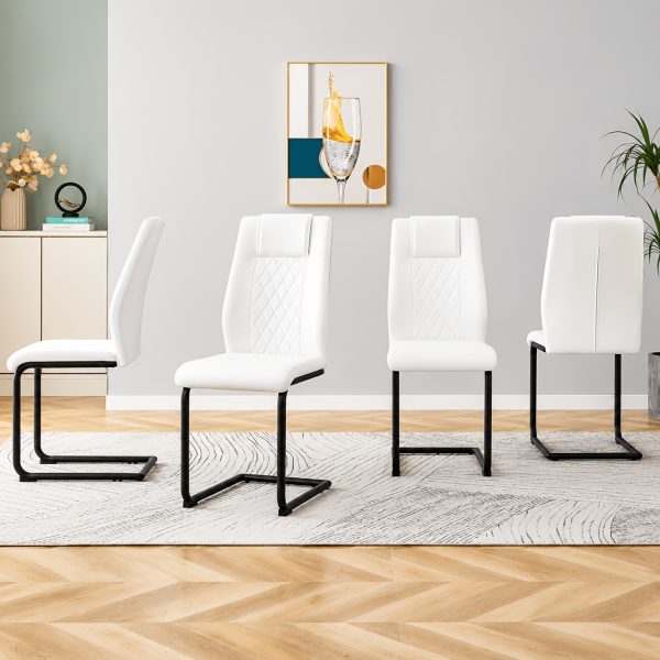 product-fancy-443e5561-3faf-4cd8-ab48-1de9b00d9064 Modern PU Leather Dining Chairs Set of 4 - Light Gray/Dark Gray Suitable for Kitchen, Living Room & Dining Room, Foam Cushioned Seats, Cantilever Base with Anti-Slip Footpads, PVC-Coated Faux Leather Armless Chairs, Easy Assembly