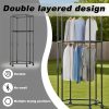 product-fancy-444c6380-ffc9-48b1-81ba-111257e4c3f5 Rotating Clothing Rack with Wheels, Heavy Duty Metal Garment Rack for Hanging Clothes, Multifunctional Rotating Clothing Organizer, Freestanding Closet Organizer for Bedroom, Laundry Room, Space Saving Closet Storage for Coats, Dresses, Pants