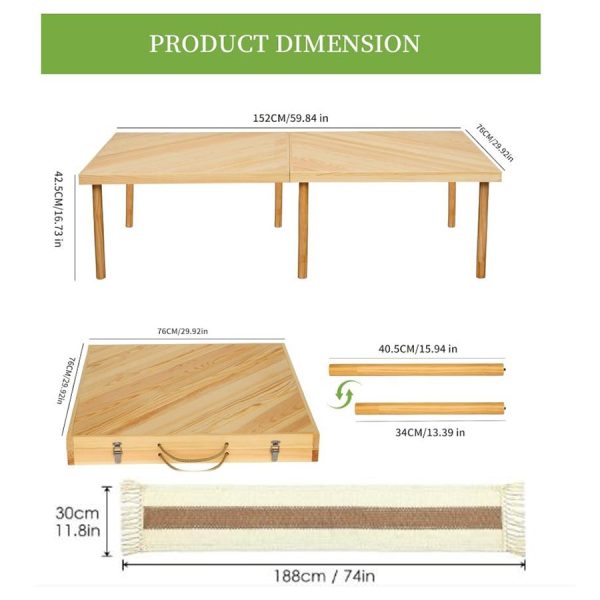 product-fancy-4474fe94-fa37-4d8f-8fe6-95bcd2745f14 Foldable Beach Picnic Table, 60-inch Low-profile Wooden Portable Bohemian Style Travel Picnic Table, Suitable for Picnics, Beach, BBQ, Camping, Parties, Outdoor Dining, Gardens, And Other Indoor And Outdoor Occasions