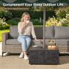 product-fancy-449b8716-7ea4-40db-9218-7c4851ec6cd2 Only One Outdoor Metal Coffee Table with Lights And An Umbrella Pole Hole, Black Or Gray Two Table Color Options, A Coffee Table Suitable for Pairing with Outdoor Patio Furniture, Easy to Assemble