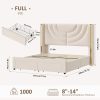 product-fancy-44b43013-b5ba-478e-adbd-a35583d28887 FULTRU Upholstered LED Bed Frame in Full, Queen, Or King Size with Two Storage Drawers, Velvet Platform Bed Featuring a Wingback Headboard, Sturdy Wooden Slats for Support, No Need for a Box Spring, Headboard with a Splicing Design