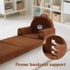 product-fancy-44b65a3e-a8fa-4dcd-9cdb-3ade45a2f103 Kids Sofa 2-in-1 Convertible Kids Couch Fold Out Lounger Soft Sherpa Kids Chair High-Density Foam Sofa Cute Brown Bear Playroom Nursery Furniture for Boys Girls Room Decor