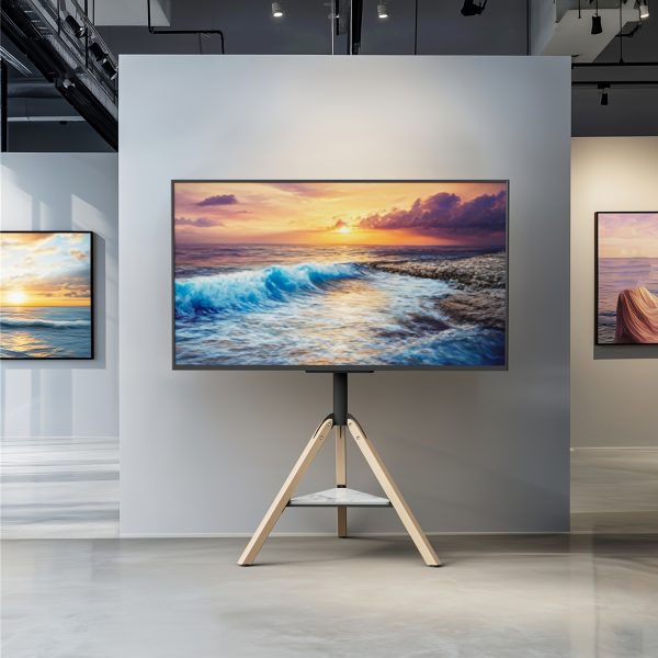 product-fancy-44ba8aa9-a8d5-473d-956c-f524010bddbd AESOME Universal Swivel Tripod Easel TV Stand for 40-75 Inch LED LCD Screen Height Adjustable Studio TV Display Stand with Sintered Stone Shelf for Bedroom, Living Room Max Load 88lbs, 600*400mm