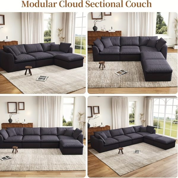 product-fancy-44dda8ee-234f-4f20-acd0-634cd6bd4009 Modular Sectional Sofa with Movable Ottoman | No Assembly Required, Boneless Cloud Couch, Deep Seat L-Shaped, Suitable for Living Room, Bedroom, and Apartment