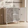 Vintage Carved Door Accent Cabinet with Adjustable Shelves & Suitable for Small Spaces - Compact Grey Storage Sideboard Buffet, -Standing Engineered Wood Furniture for Living Room, Dining Room, Entryway, Assembly