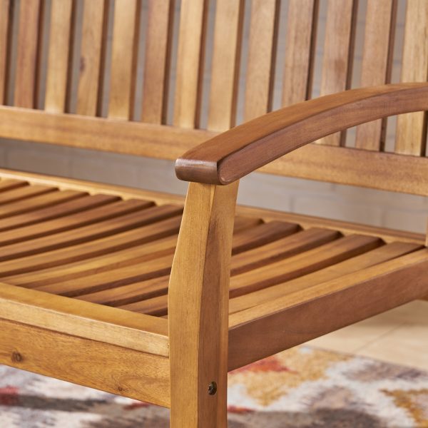 product-fancy-4519163a-d8d4-4e65-9226-677bdb807295 Outdoor Wood Garden Bench, 50" Solid Wood Patio Park Bench with Dense Slatted Backrest & Seat, Curved Armrest, Large Wooden Loveseat Bench for Deck, Porch, Poolside, Yard & Balcony