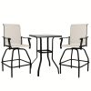 product-fancy-4527d7d1-ee24-407e-8ad1-60795a10615b 2/3/5pcs Patio Bar Set, 360° Swivel Bar Stools, Outdoor Bistro Furniture with High-Density Textilene Fabric & Heavy Duty Metal Frame, High Top Table And Chair Set for Balcony, Poolside, Garden & Backyard