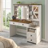 product-fancy-45450a95-fd3d-46dc-ab94-6dfea7a65983 47.2"W Farmhouse Vanity Makeup Vanity Desk with Mirror And Lights, Vanity Table with 4 Drawers & Shelves Big Makeup Desk with Charging Station for Bedroom, Dark Rustic Oak (Stool Not Included)