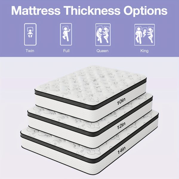 [Hybrid Mattress] 12 Inch Mattress, Memory Foam And Pocketed Coils Hybrid Mattress With Pressure Relief, Motion Isolation, Edge Support, Plush Feel, Mattresses In A Box