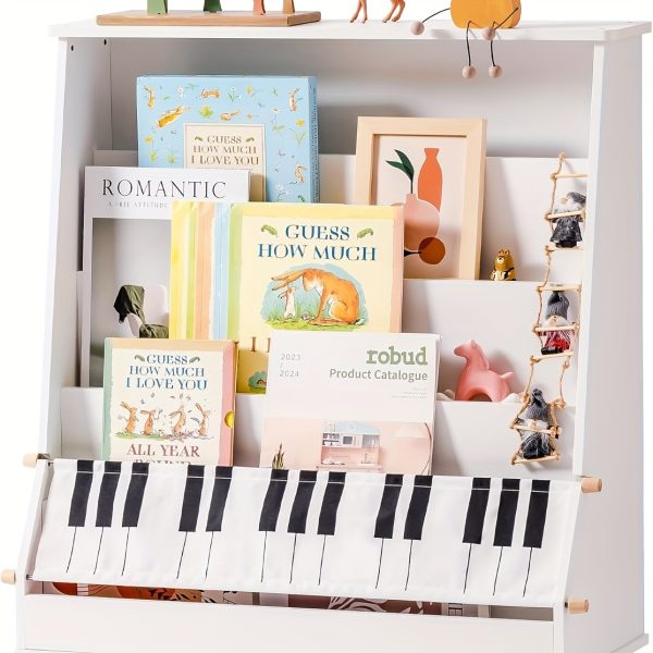 product-fancy-45764b85-9534-463f-9ce0-73f44f06eb9d ROBOTIME White 4-storey Children's Bookshelf, Wooden Children's Bookshelf Front And Rear Storage - Suitable for Preschool Bookshelves In Classrooms, Game Rooms, And Daycare Centers