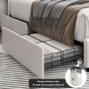 product-fancy-457821bc-b21c-43b8-a2c7-22951cb53988 Modern Upholstered Bed Frame with 4 Storage Drawers, Platform Bed Frame with Button Tufted Headboard, Solid Wooden Slat Support
