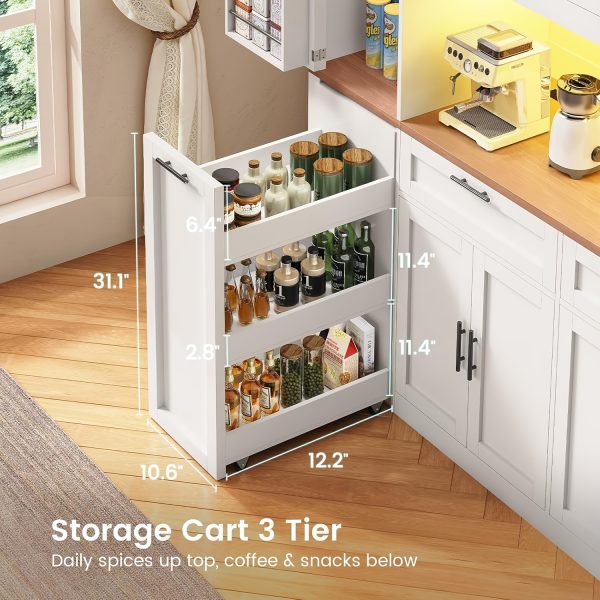 product-fancy-45d06c4c-8f4c-43ef-93db-ab4a0bb7abb1 71 Inch Kitchen Pantry Cabinet with LED Lights And Charging Station, 59 Inch Wide Wooden Storage Cabinet with 2 Drawers, 8 Doors, 3-Tier Storage Cart, And 4 Door Shelves, Pantry Storage Cabinet with Microwave Stand for Dining Room, Black, White