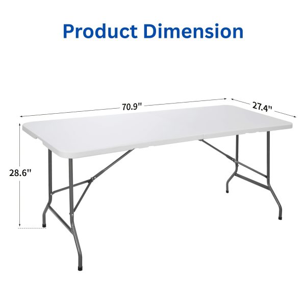 product-fancy-45df6b62-8591-42ea-bedf-a4b787364926 6FT Folding Table, 6 Foot Folding Table Heavy Duty, Portable Plastic Folding Table with Handle, Fold in Half Table for Indoor Outdoor Use, Fold Up Table for Camping Dining Party Picnic Events
