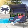 product-fancy-45e834b8-c0ab-48ef-bd94-41679df639a9 3-Seat Outdoor Porch Swing with Stand, Convertible Porch Swing Bed with Adjustable Canopy for Adults, Patio Swing Chair with Thickened Cushions for Yard Garden Deck 750LBS