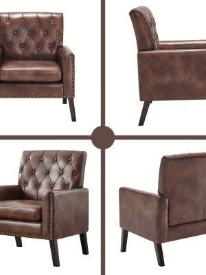 Medieval-inspired Modern Decor Chair, Faux Leather Reception Office Chair-leather Club Chair Suitable for Living Rooms, Bedrooms, Or Waiting Areas.